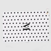 Monogram Zwart en Wit Stippenpatroon Golfhanddoek (Horizontaal)