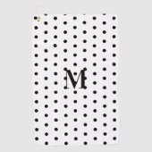 Monogram Zwart en Wit Stippenpatroon Golfhanddoek (Voorkant)