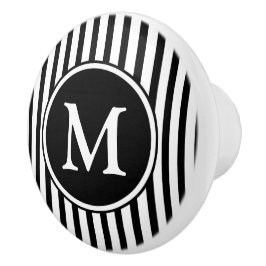 Monogram Zwart En Wit Strepen Keramische Knop