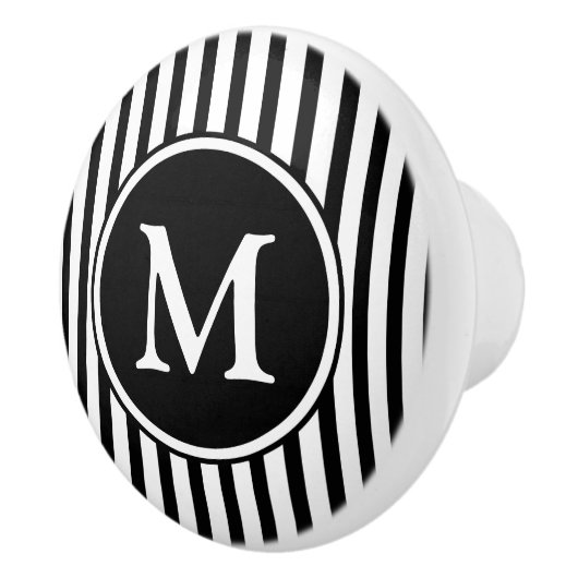 Monogram Zwart En Wit Strepen Keramische Knop (Rechts)