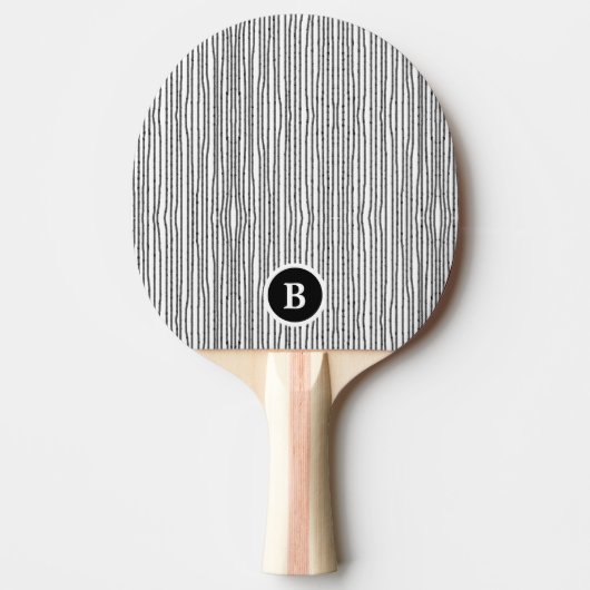 Monogram zwart en wit tafeltennisbatje (Voorkant)