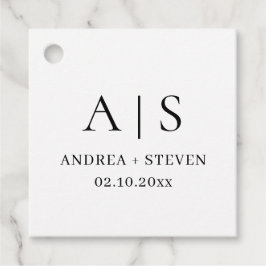 Monogram Zwart en Wit Trouwfeest  Bedankjes Labels