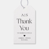 Monogram Zwart en Wit Trouwfeest Favoriet Dank Je Cadeaulabel (Voorkant)