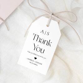 Monogram Zwart en Wit Trouwfeest Favoriet Dank Je  Cadeaulabel