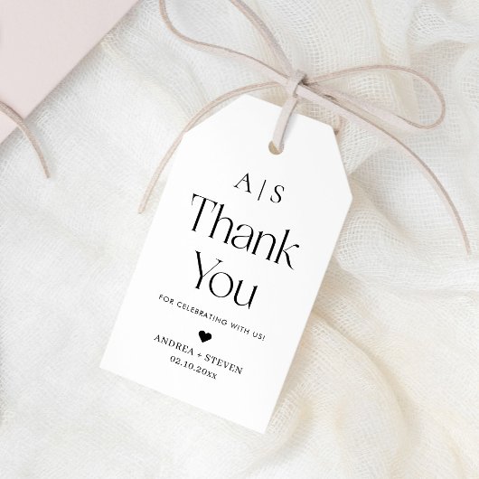 Monogram Zwart en Wit Trouwfeest Favoriet Dank Je Cadeaulabel