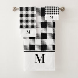 Monogram zwart en witte buffels bad handdoek