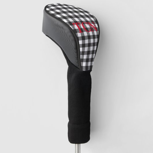 Monogram zwart en witte buffels golfheadcover (Schuin)