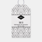 Monogram zwart en witte kunst Deco Dank u Cadeaulabel (Achterkant)