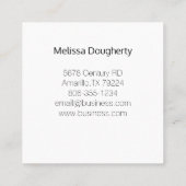 Monogram Zwart en Witte Minimale Vierkante Visitekaartje (Achterkant)