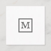 Monogram Zwart en Witte Minimale Vierkante Visitekaartje (Voorkant)