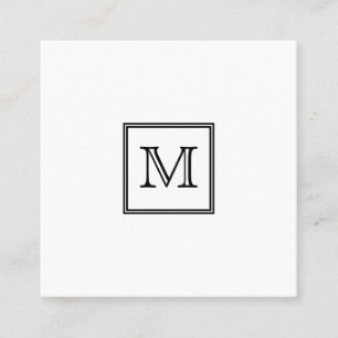 Monogram Zwart en Witte Minimale Vierkante Visitekaartje