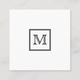 Monogram Zwart en Witte Minimale Vierkante Visitekaartje