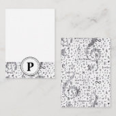 Monogram zwart en witte  muzieknotitie notitiekaartje (Voorkant / Achterkant)