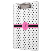 Monogram zwart en witte poka dot met warmroze klembord (Links)