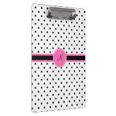 Monogram zwart en witte poka dot met warmroze klembord (Rechts)