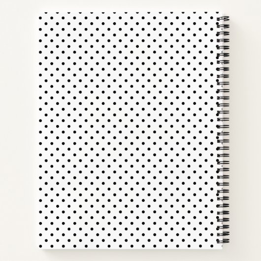 Monogram zwart en witte poka dot met warmroze notitieboek (Achterkant)