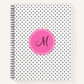 Monogram zwart en witte poka dot met warmroze notitieboek (Voorkant)