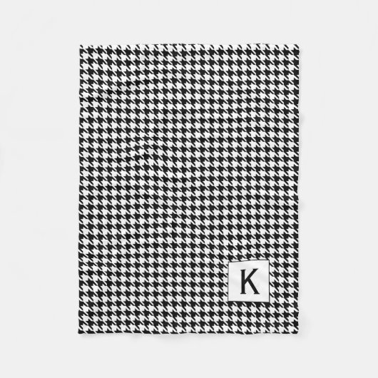 Monogram zwart en witte schroefdraad fleece deken (Voorkant)