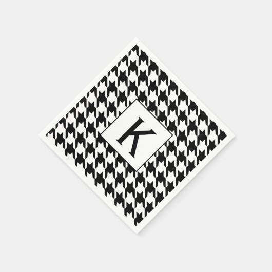 Monogram zwart en witte schroefdraad servet (Hoek)