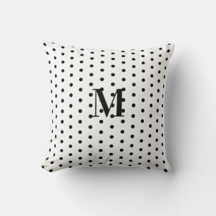 Monogram Zwart en Witte Stippen  Kussen