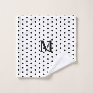 Monogram Zwart en Witte Stippen Washandje