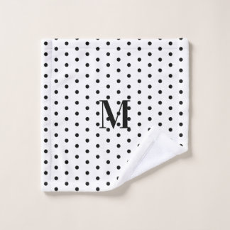 Monogram Zwart en Witte Stippen  Washandje