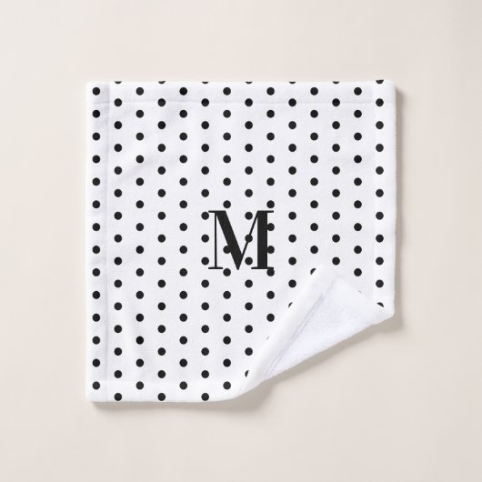 Monogram Zwart en Witte Stippen Washandje (Wasdoekje)