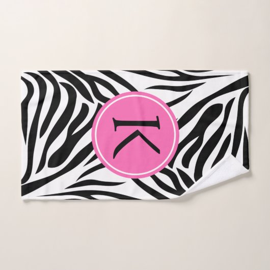 Monogram zwart en witte Zebra Druk met Hot Pink Bad Handdoek (Handdoek)