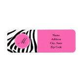 Monogram zwart en witte Zebra Druk met Hot Pink Etiket (Voorkant)