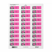 Monogram zwart en witte Zebra Druk met Hot Pink Etiket (Full Sheet)