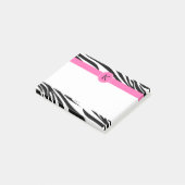 Monogram zwart en witte Zebra Druk met Hot Pink Post-it® Notes (Schuin)