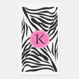 Monogram zwart en witte Zebra Druk met Hot Pink Servet