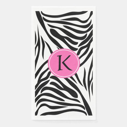 Monogram zwart en witte Zebra Druk met Hot Pink Servet (Voorkant)