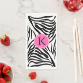 Monogram zwart en witte Zebra Druk met Hot Pink Servet (Insitu)