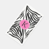 Monogram zwart en witte Zebra Druk met Hot Pink Servet (Hoek)