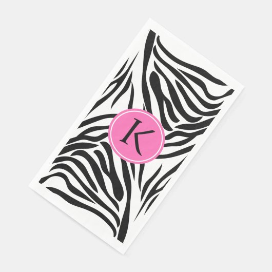 Monogram zwart en witte Zebra Druk met Hot Pink Servet (Hoek)