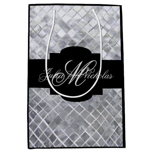 Monogram zwart en zilver 25e Jubileum Medium Cadeauzakje (Voorkant)