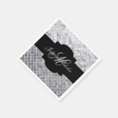Monogram zwart en zilver 25e Jubileum Napkins Servetten (Hoek)