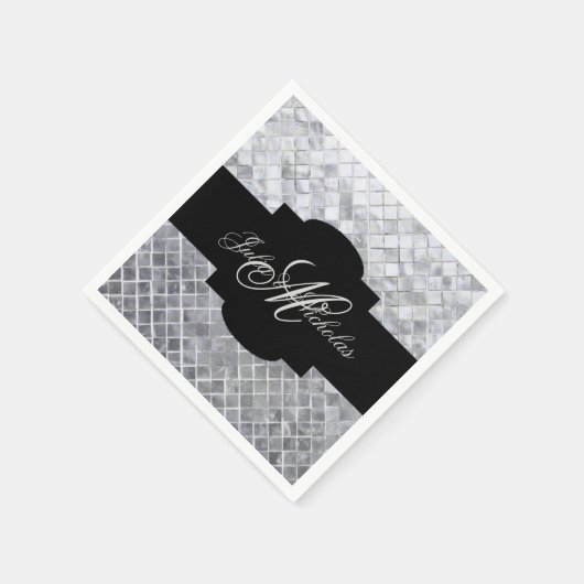 Monogram zwart en zilver 25e Jubileum Napkins Servetten (Hoek)