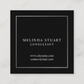 Monogram zwart en zilver Elegant Vierkante Visitekaartje (Achterkant)