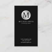 Monogram zwart en zilver Elegant Visitekaartje (Voorkant)