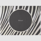 Monogram Zwart en Zilver Gestreept Zebra Patroon Tissuepapier (Voorkant)