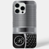 Monogram Zwart en Zilver Metaalnetwerk Case-Mate iPhone Case (Achterkant)