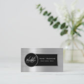 Monogram zwart en zilver Visitekaartje 2 (Staand voorkant)