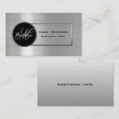 Monogram zwart en zilver Visitekaartje 3 (Voorkant / Achterkant)
