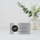 Monogram zwart en zilver Visitekaartje 3 (Staand voorkant)