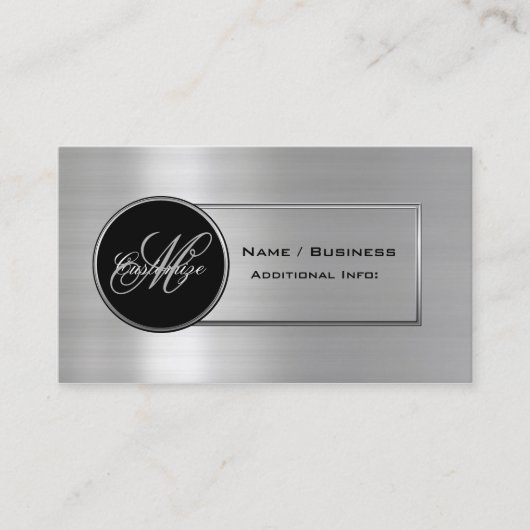 Monogram zwart en zilver Visitekaartje 3 (Voorkant)