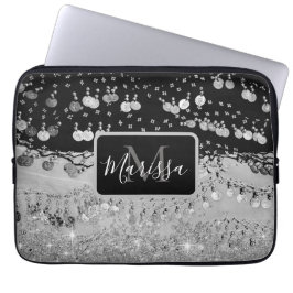 Monogram zwart en zilvergips laptop sleeve