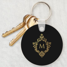 Monogram Zwart Faux Goud Elegant  Crest