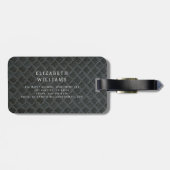 Monogram Zwart Faux Metallic Elegant Bagagelabel (Achterkant horizontaal)